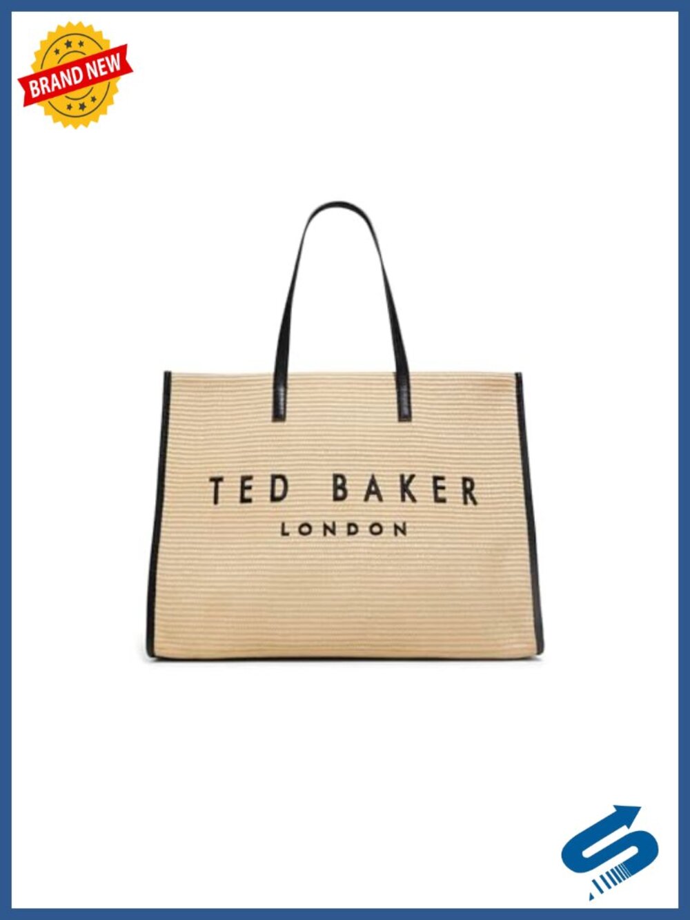 Raffia Tote Bag with Embroidery and Zippered Pocket
